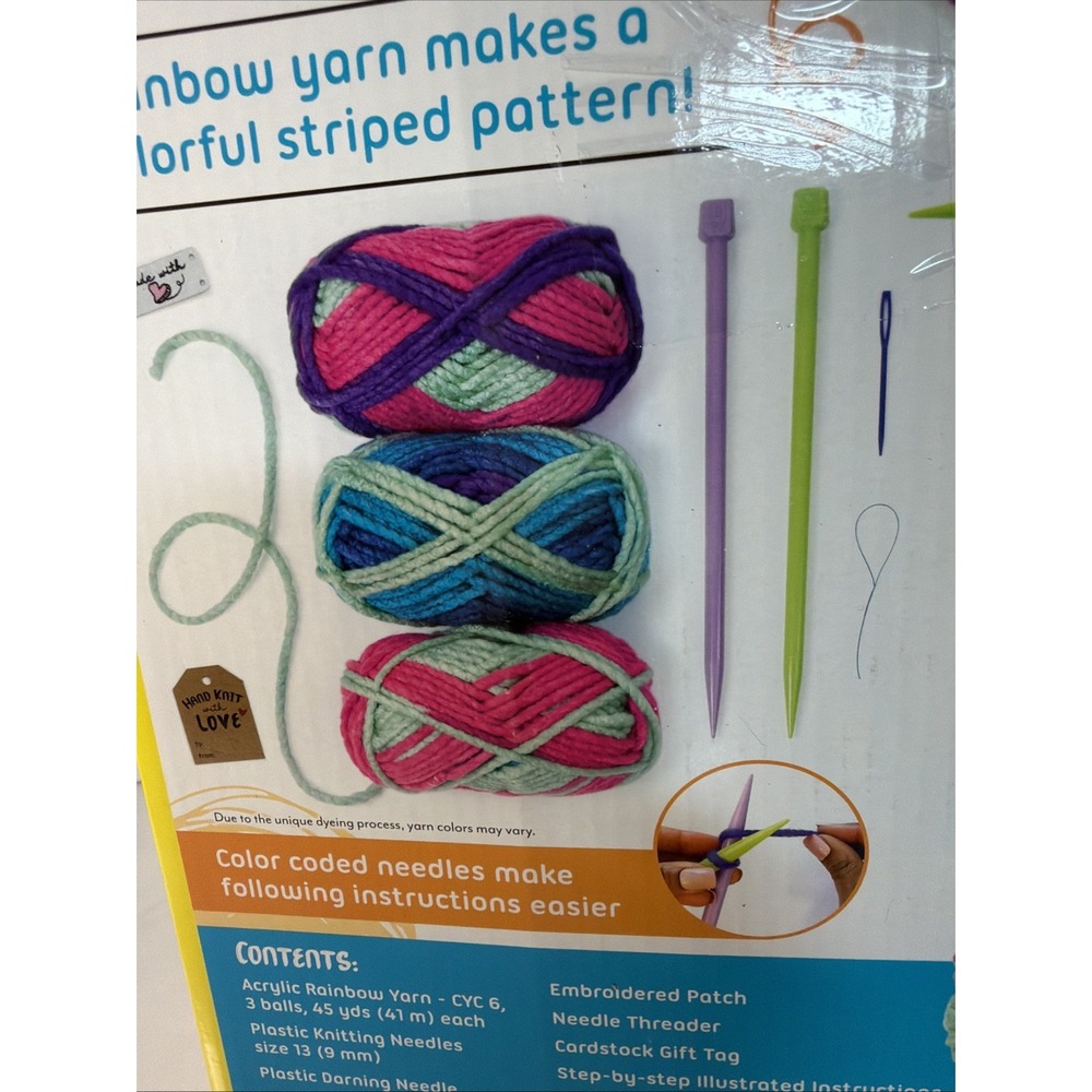 Learn to Knit Pocket Scarf Kit Lion Brand Yarn Colorful Yarn/Needles Open/Unused - Picture 9 of 9